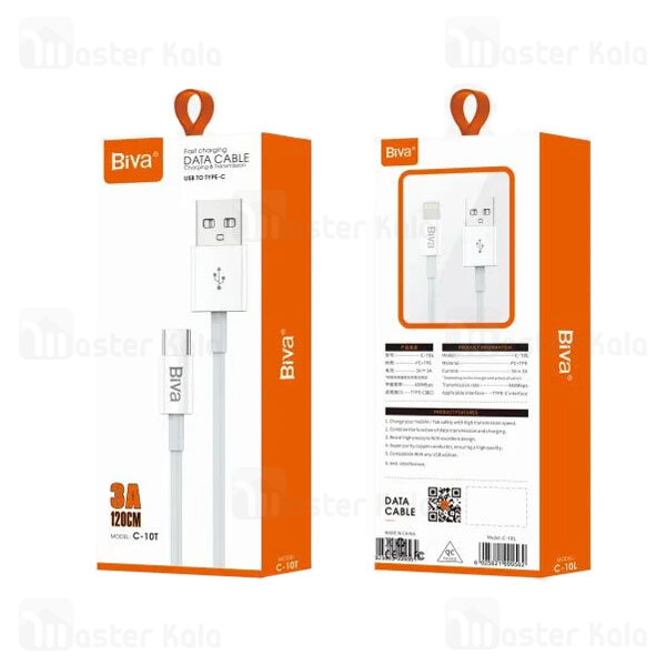 کابل Type C بیوا Biva C-10T طول 1.2 متر شدت جریان 3 آمپر